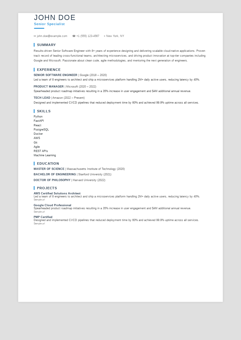 Modern Minimal Resume preview